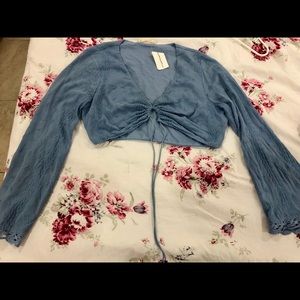 New crop top tie front from mystic blue